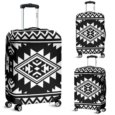 Aztec Black White Print Pattern Luggage Cover Protector
