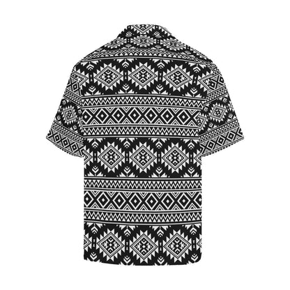 Aztec Black White Print Pattern Men Aloha Hawaiian Shirt