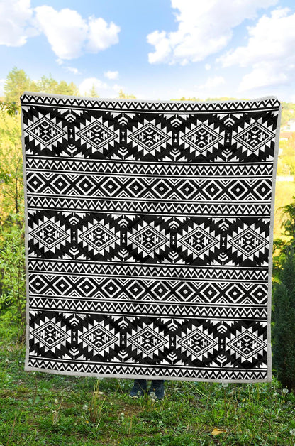 Aztec Black White Print Pattern Premium Quilt-JTAMIGO.COM