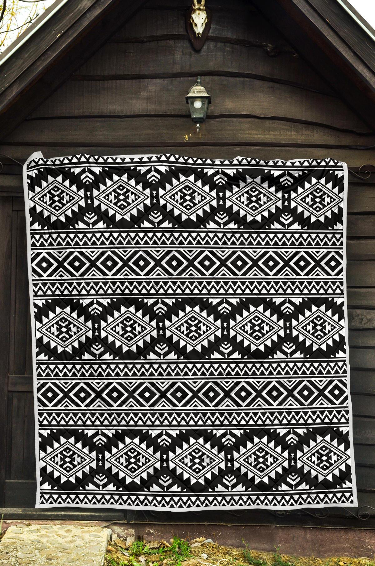 Aztec Black White Print Pattern Premium Quilt-JTAMIGO.COM