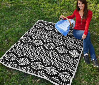 Aztec Black White Print Pattern Premium Quilt-JTAMIGO.COM