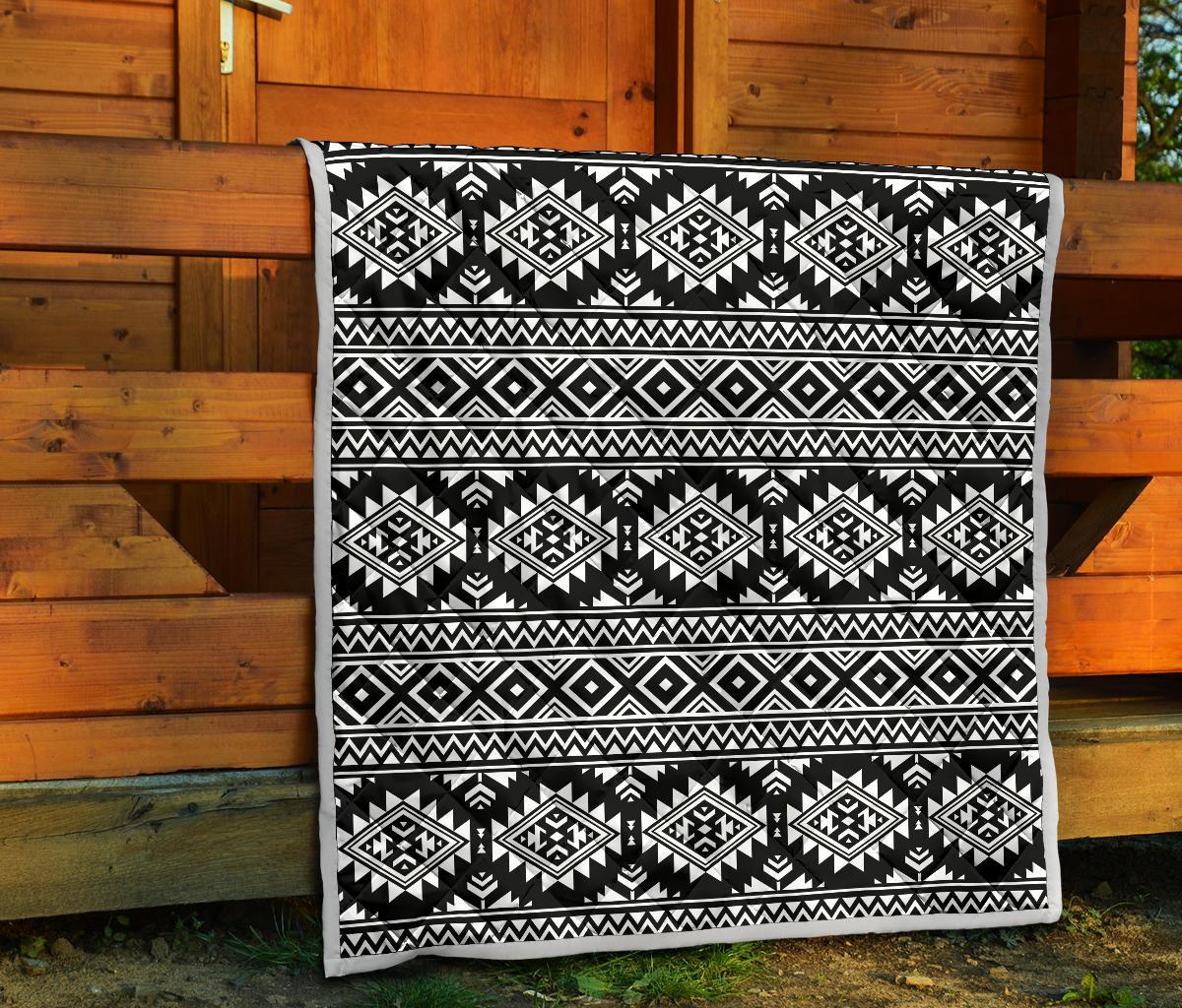 Aztec Black White Print Pattern Premium Quilt-JTAMIGO.COM