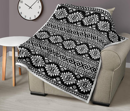 Aztec Black White Print Pattern Premium Quilt-JTAMIGO.COM