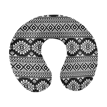Aztec Black White Print Pattern U-Shaped Travel Neck Pillow-JTAMIGO.COM