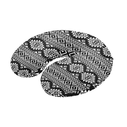 Aztec Black White Print Pattern U-Shaped Travel Neck Pillow-JTAMIGO.COM