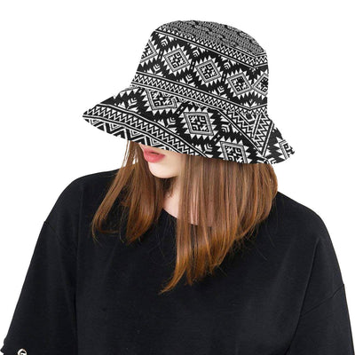 Aztec Black White Print Pattern Unisex Bucket Hat