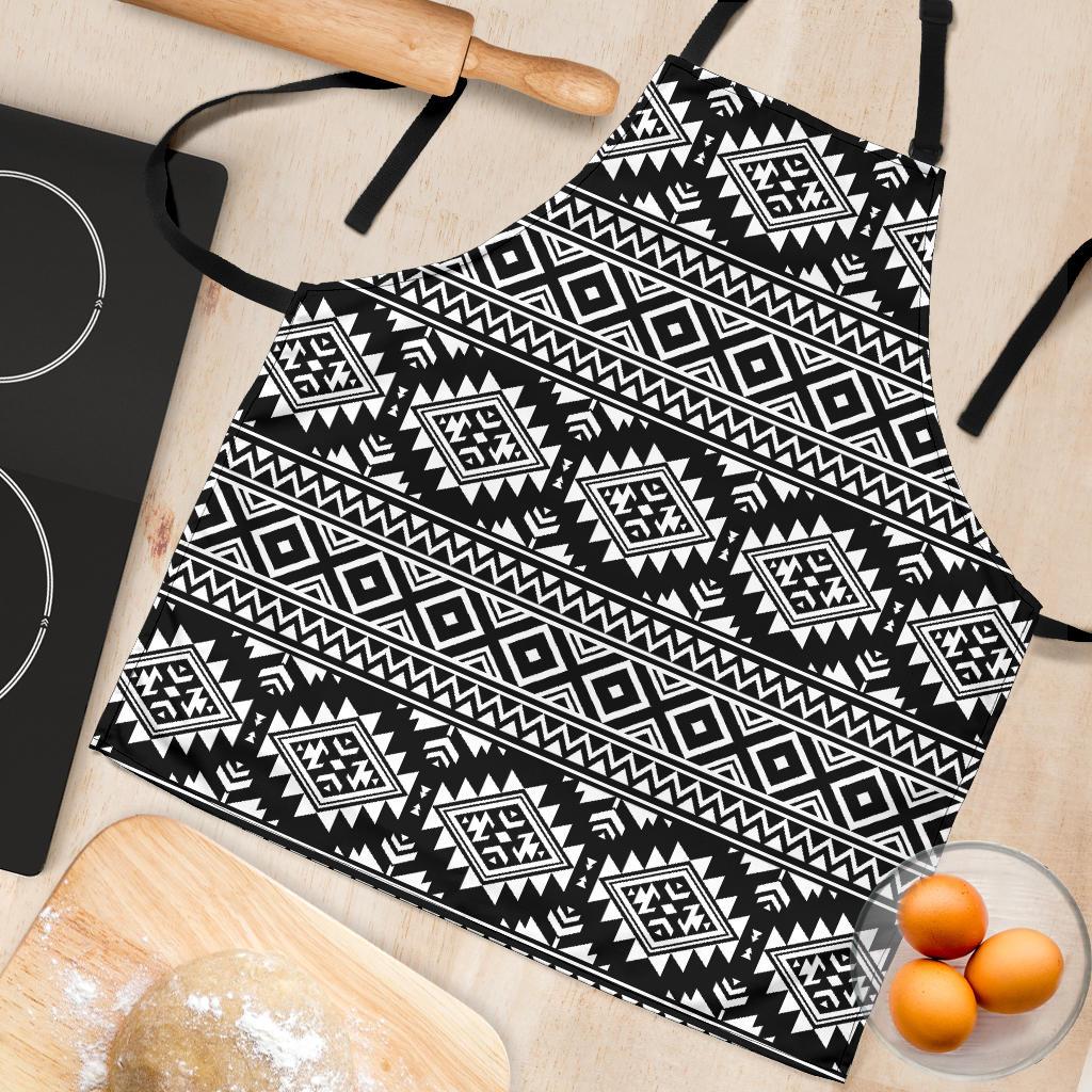 Aztec Black White Print Pattern Women Apron