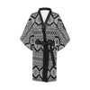 Aztec Black White Print Pattern Women Short Kimono Robe