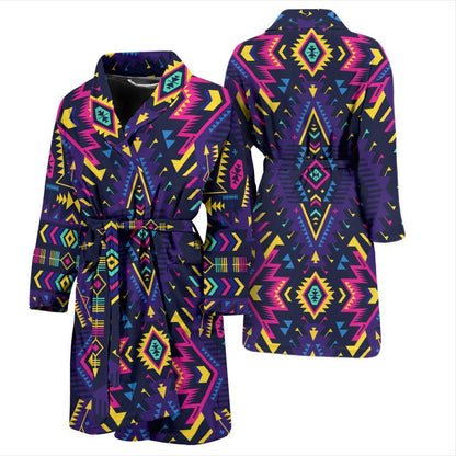 Aztec Pattern Print Design 07 Men Bathrobe-JORJUNE.COM