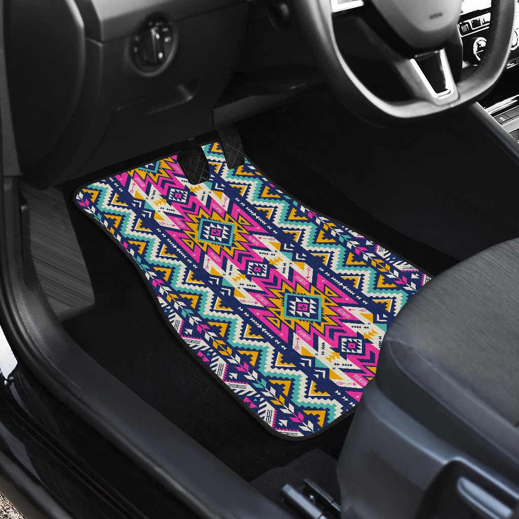 Aztec Pink Geometric Print Pattern Car Floor Mats
