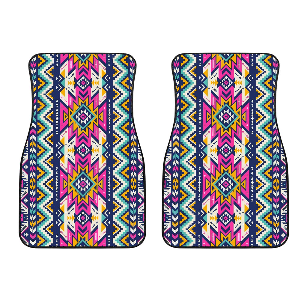Aztec Pink Geometric Print Pattern Car Floor Mats