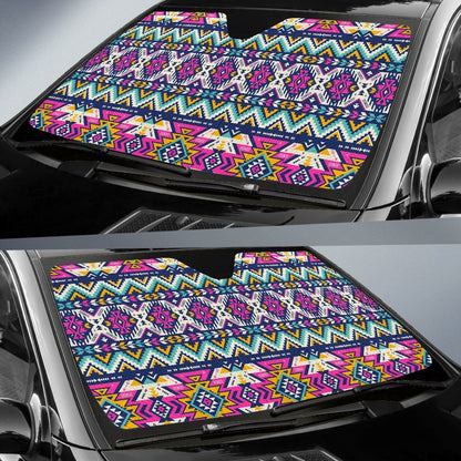 Aztec Pink Geometric Print Pattern Car Sun Shade For Windshield