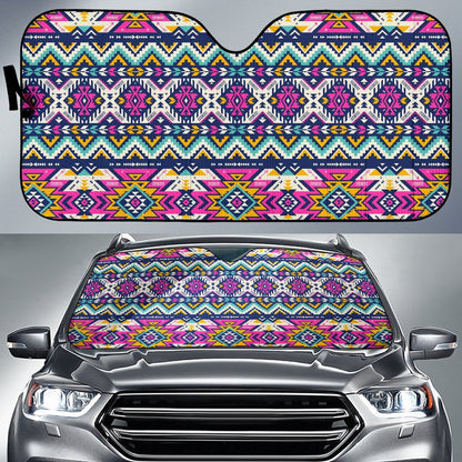 Aztec Pink Geometric Print Pattern Car Sun Shade For Windshield