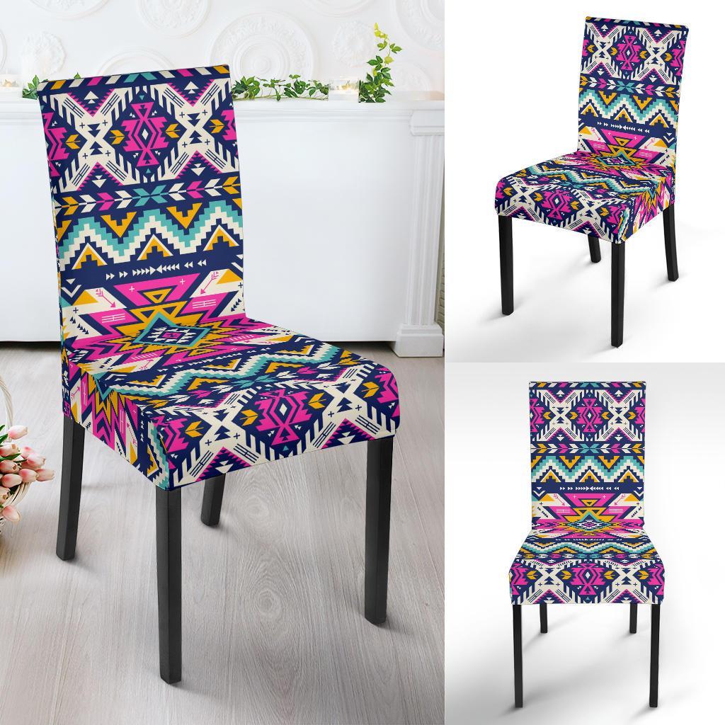 Aztec Pink Geometric Print Pattern Dinning Chair Slipper-JTAMIGO.COM