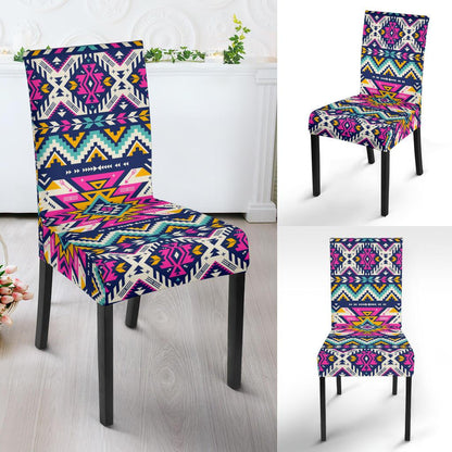 Aztec Pink Geometric Print Pattern Dinning Chair Slipper-JTAMIGO.COM