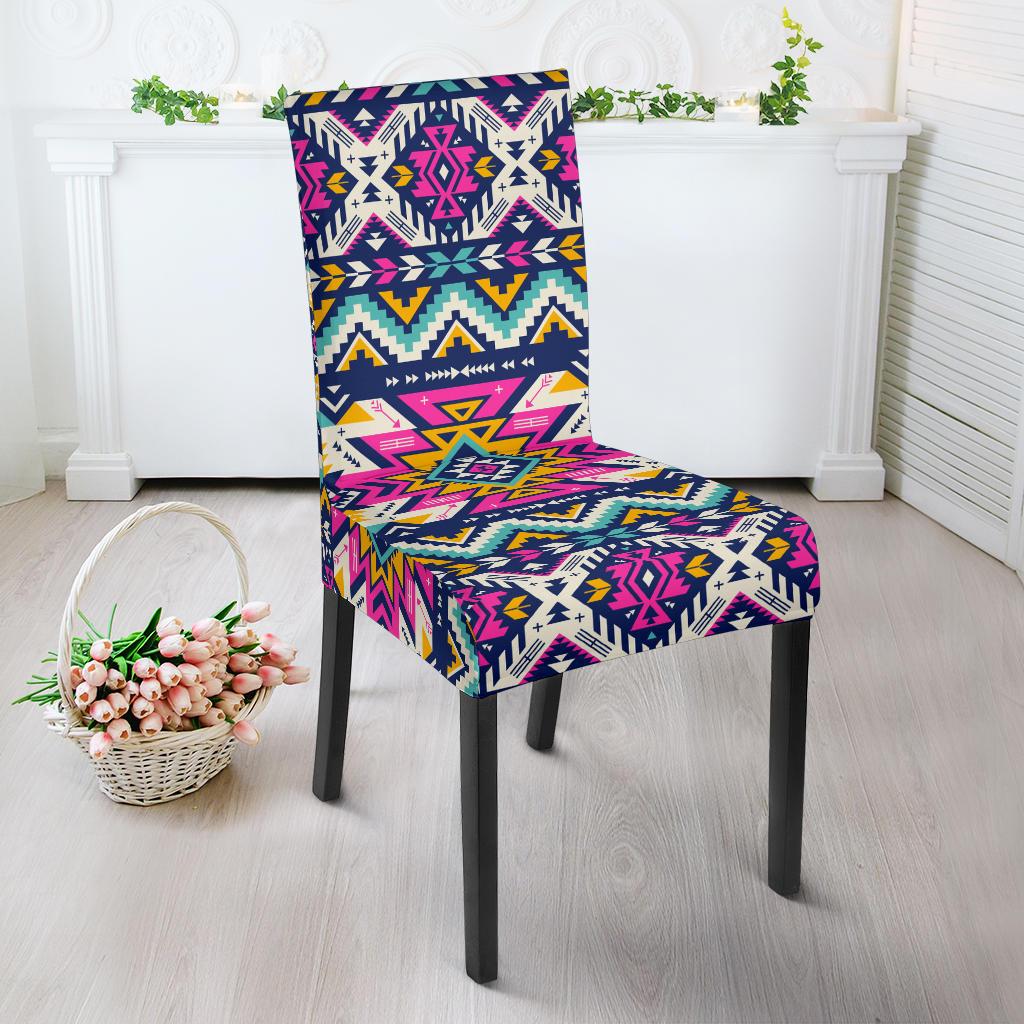 Aztec Pink Geometric Print Pattern Dinning Chair Slipper-JTAMIGO.COM