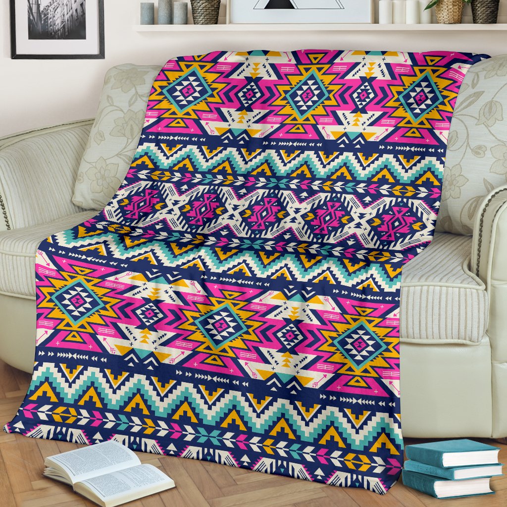 Aztec Pink Geometric Print Pattern Fleece Blanket