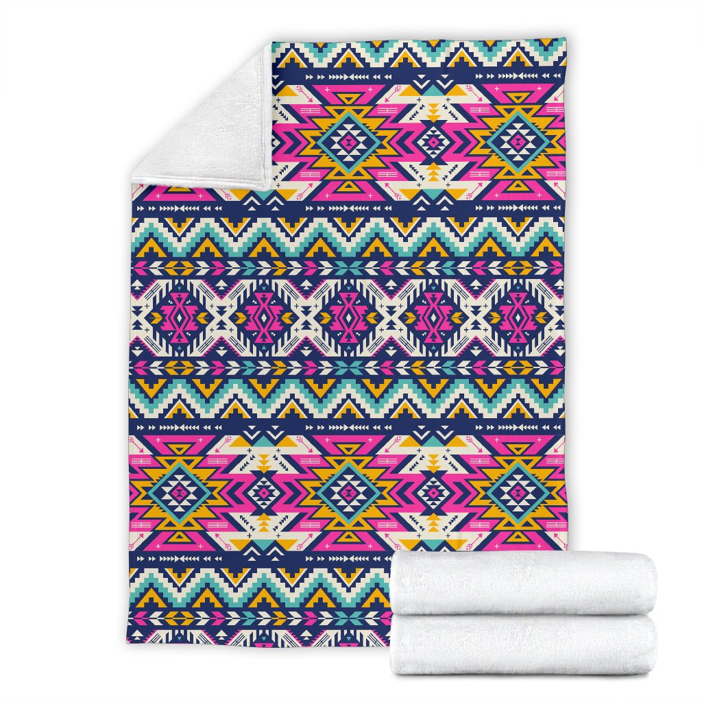 Aztec Pink Geometric Print Pattern Fleece Blanket