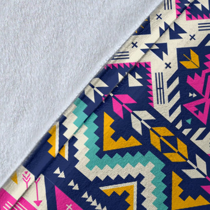 Aztec Pink Geometric Print Pattern Fleece Blanket
