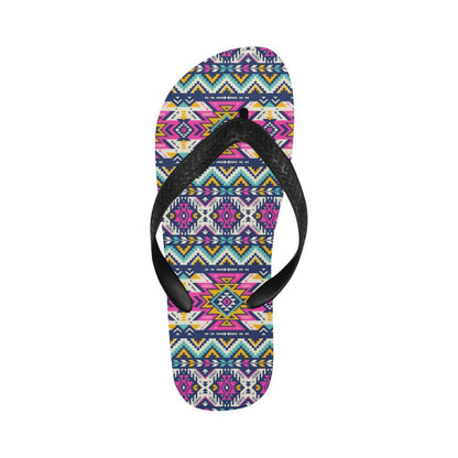 Aztec Pink Geometric Print Pattern Flip Flops-JTAMIGO.COM