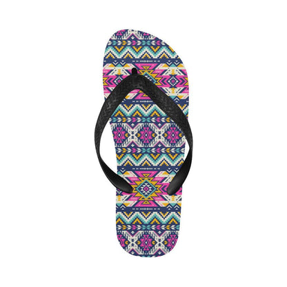 Aztec Pink Geometric Print Pattern Flip Flops-JTAMIGO.COM