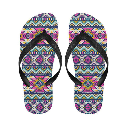 Aztec Pink Geometric Print Pattern Flip Flops-JTAMIGO.COM