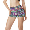 Aztec Pink Geometric Print Pattern High Waisted Spandex Shorts-JTAMIGO.COM