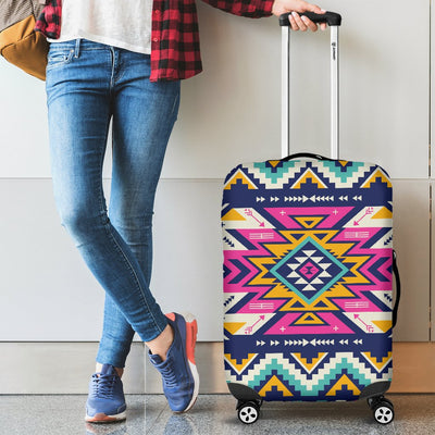 Aztec Pink Geometric Print Pattern Luggage Cover Protector
