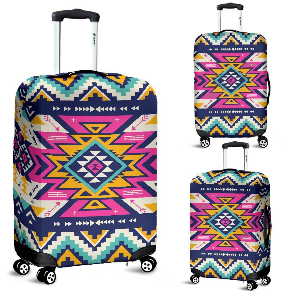 Aztec Pink Geometric Print Pattern Luggage Cover Protector
