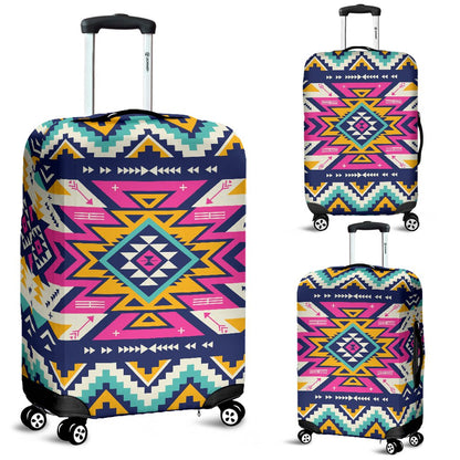 Aztec Pink Geometric Print Pattern Luggage Cover Protector