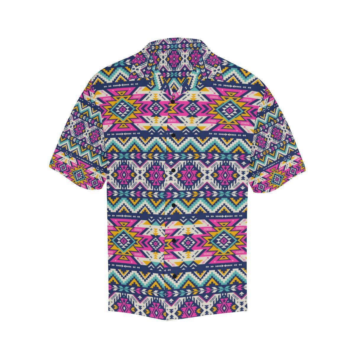 Aztec Pink Geometric Print Pattern Men Aloha Hawaiian Shirt