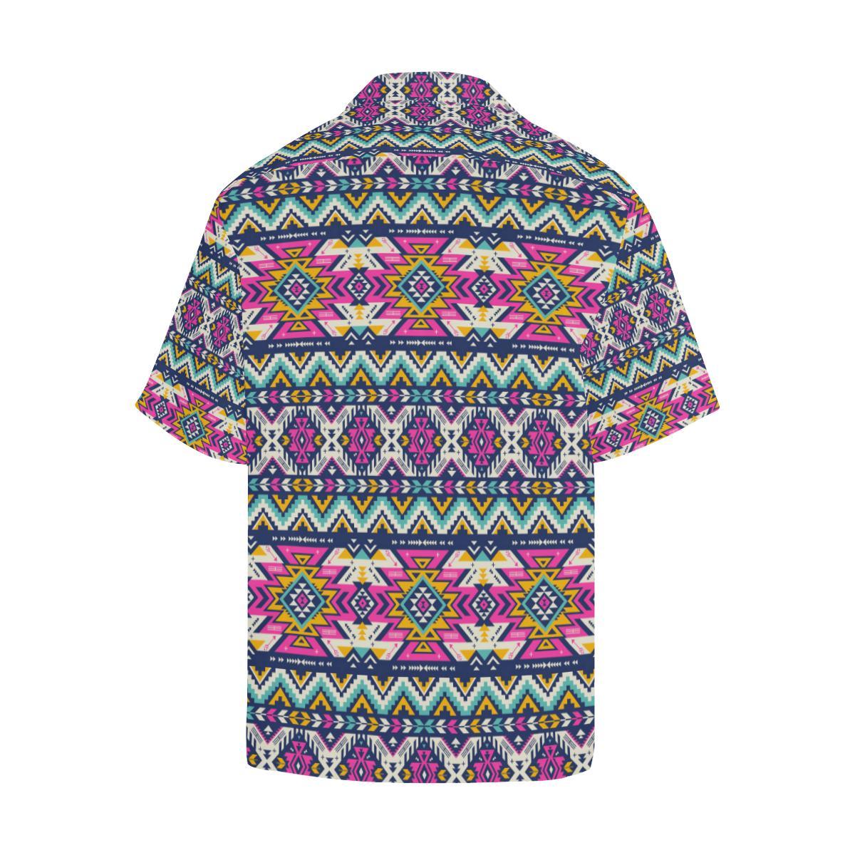 Aztec Pink Geometric Print Pattern Men Aloha Hawaiian Shirt