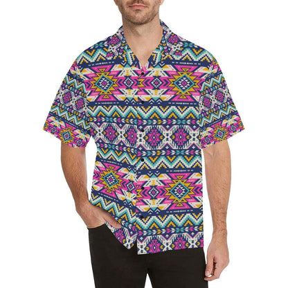 Aztec Pink Geometric Print Pattern Men Aloha Hawaiian Shirt