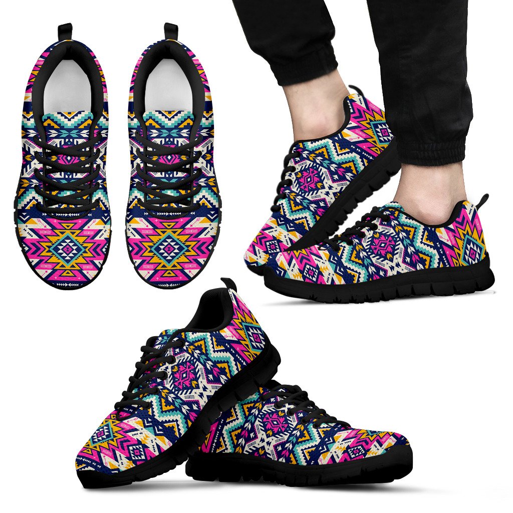 Aztec Pink Geometric Print Pattern Men Sneakers Shoes
