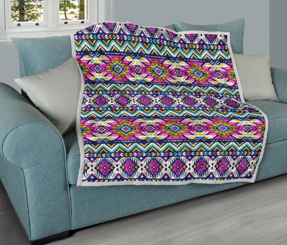 Aztec Pink Geometric Print Pattern Premium Quilt-JTAMIGO.COM