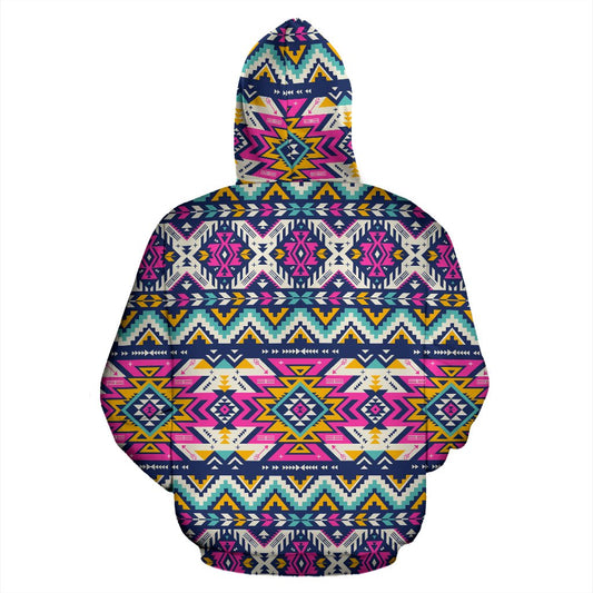 Aztec Pink Geometric Print Pattern Pullover Hoodie
