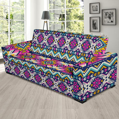 Aztec Pink Geometric Print Pattern Sofa Slipcover-JTAMIGO.COM