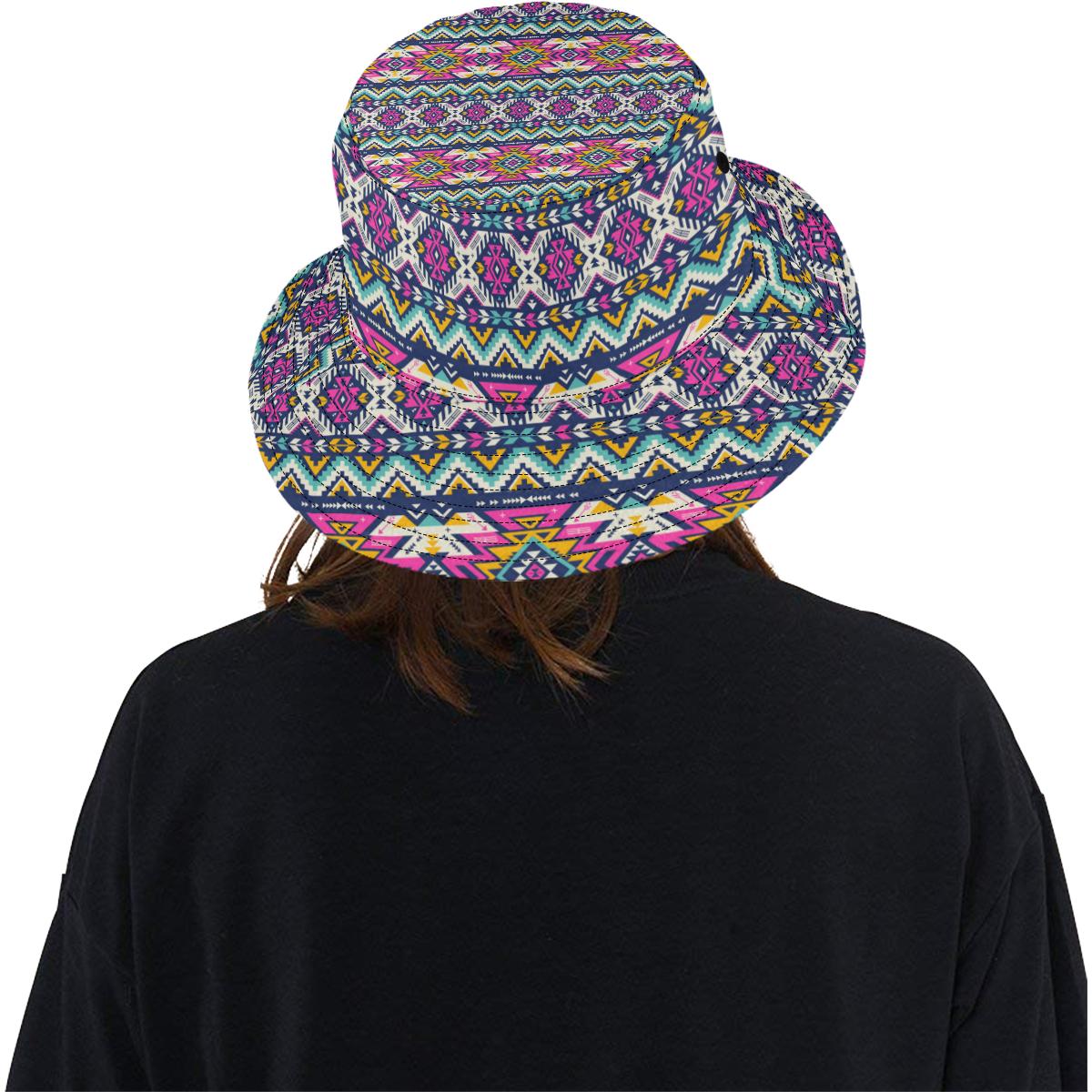 Aztec Pink Geometric Print Pattern Unisex Bucket Hat