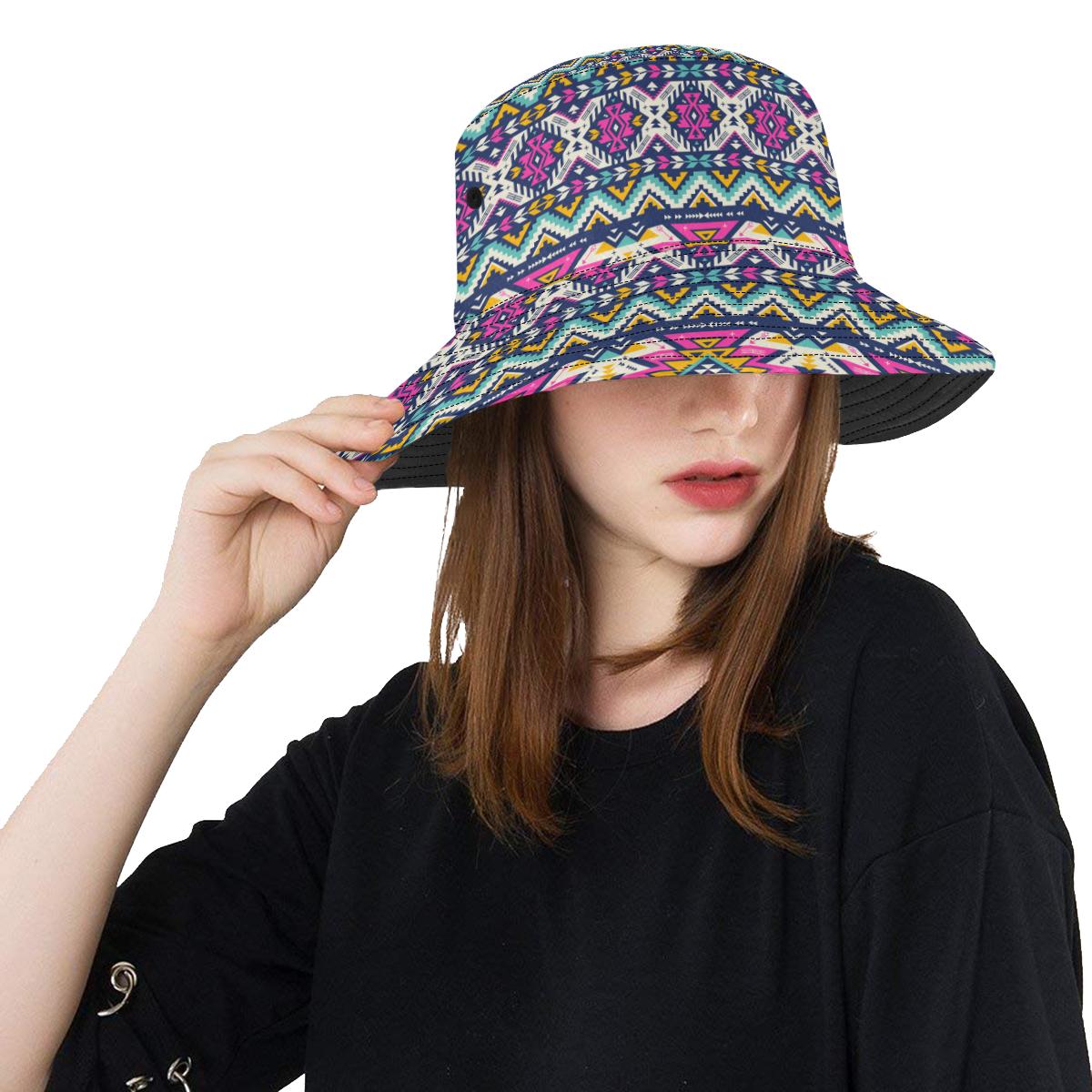 Aztec Pink Geometric Print Pattern Unisex Bucket Hat