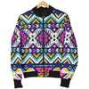 Aztec Pink Geometric Print Pattern Women Casual Bomber Jacket