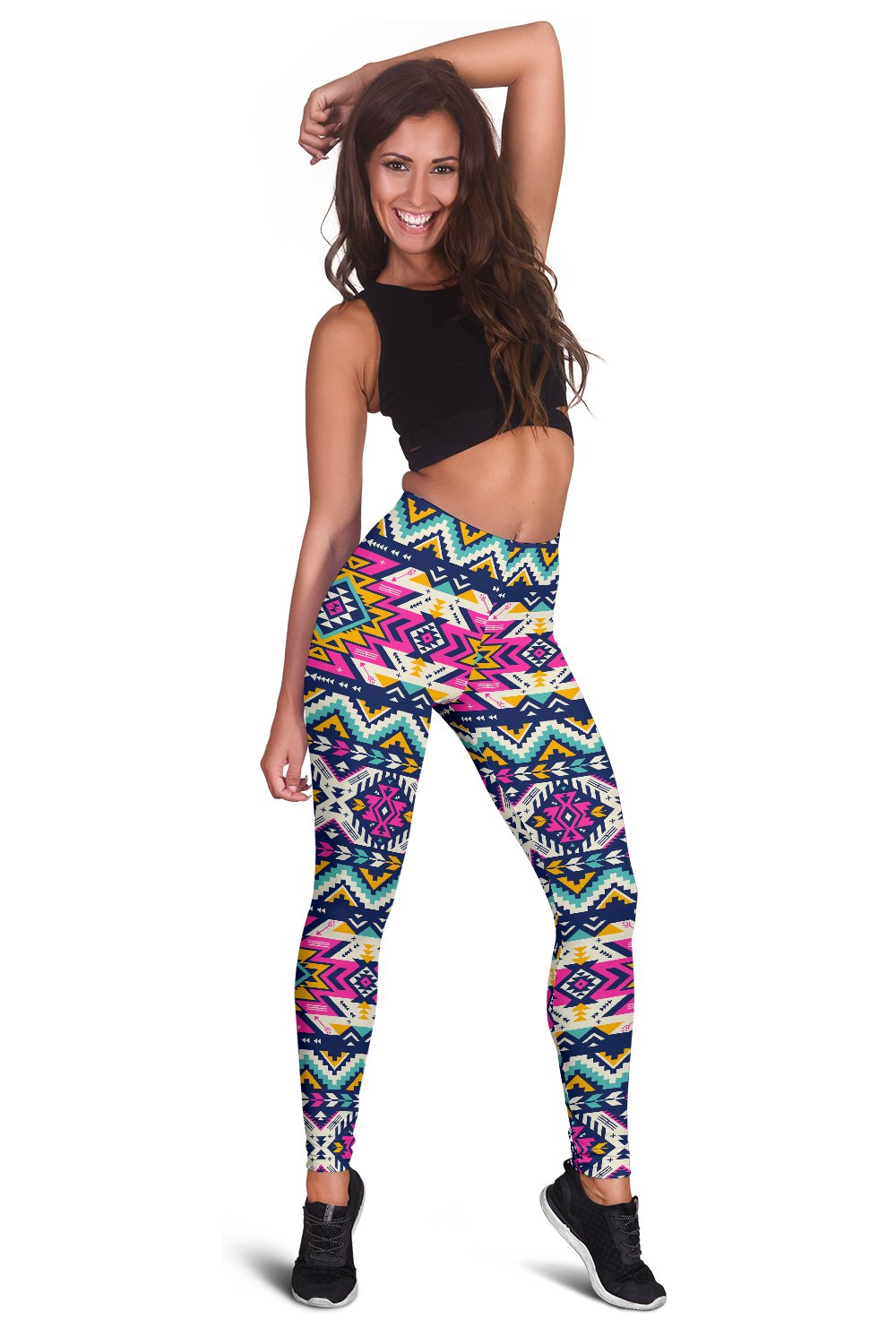 Aztec Pink Geometric Print Pattern Women Leggings