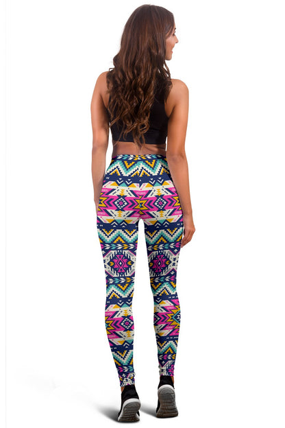 Aztec Pink Geometric Print Pattern Women Leggings