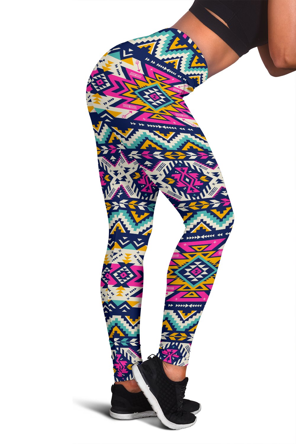 Aztec Pink Geometric Print Pattern Women Leggings
