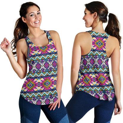 Aztec Pink Geometric Print Pattern Women Racerback Tank Top