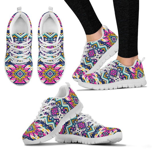 Aztec Pink Geometric Print Pattern Women Sneakers Shoes