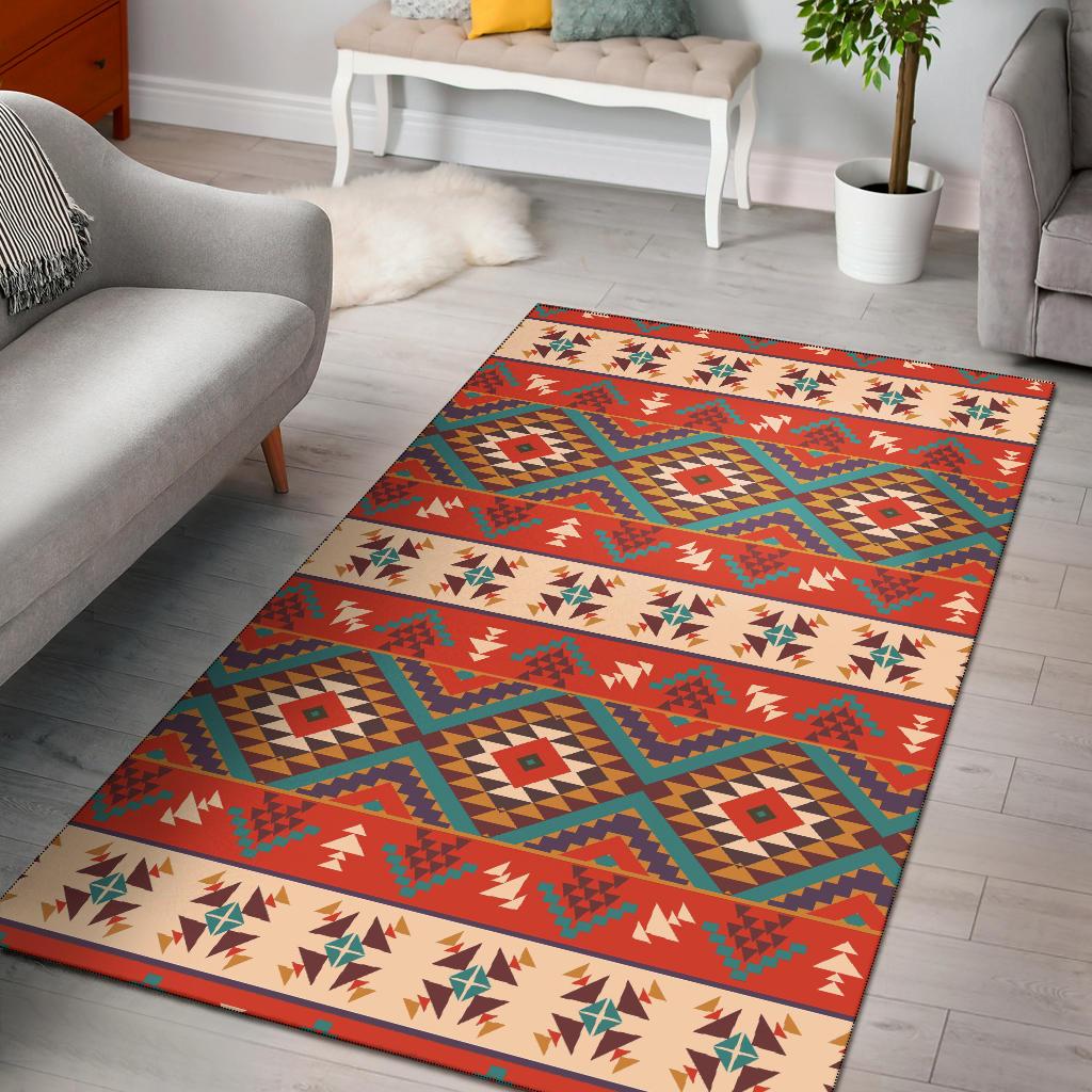 Aztec Red Print Pattern Area Rugs-JTAMIGO.COM