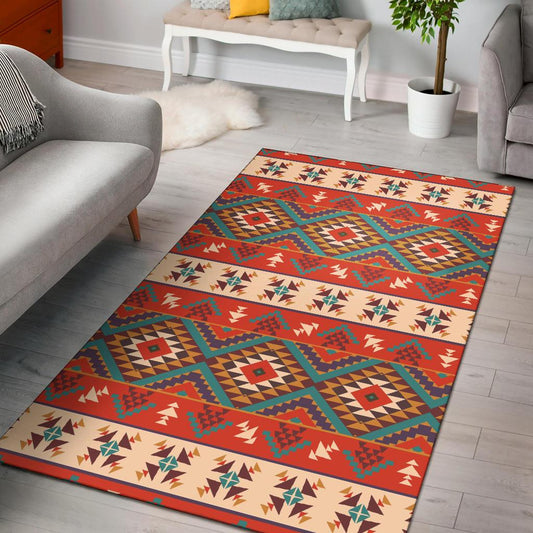 Aztec Red Print Pattern Area Rugs-JTAMIGO.COM
