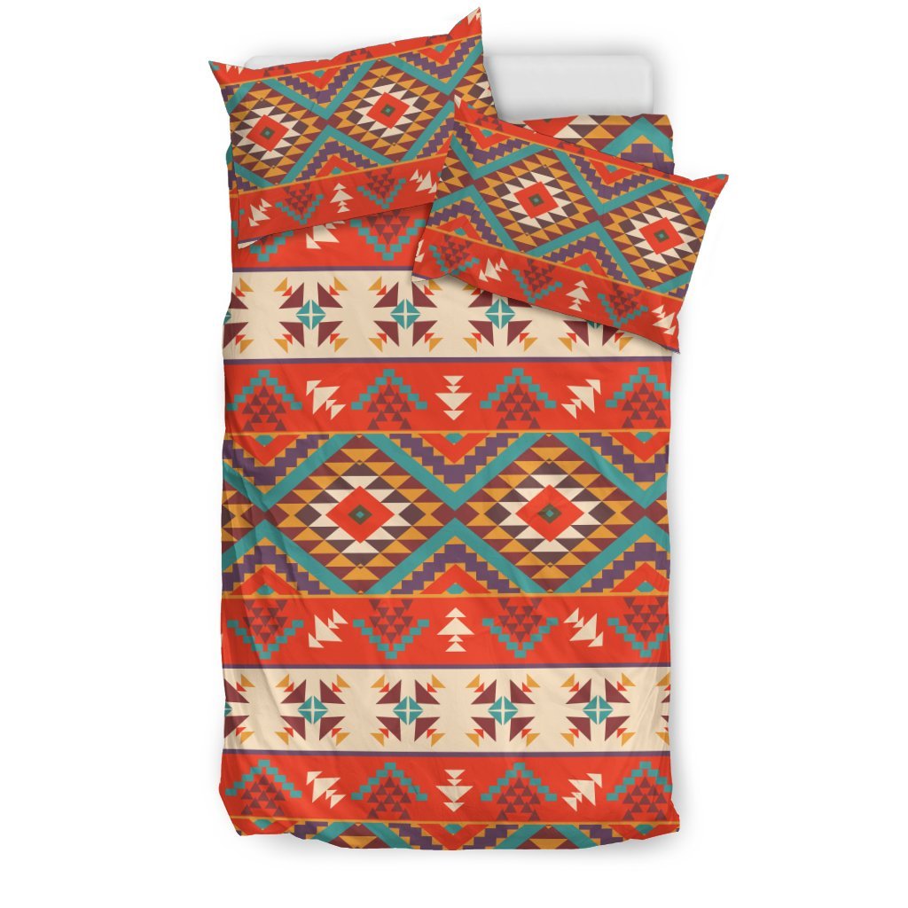 Aztec Red Print Pattern Duvet Cover Bedding Set