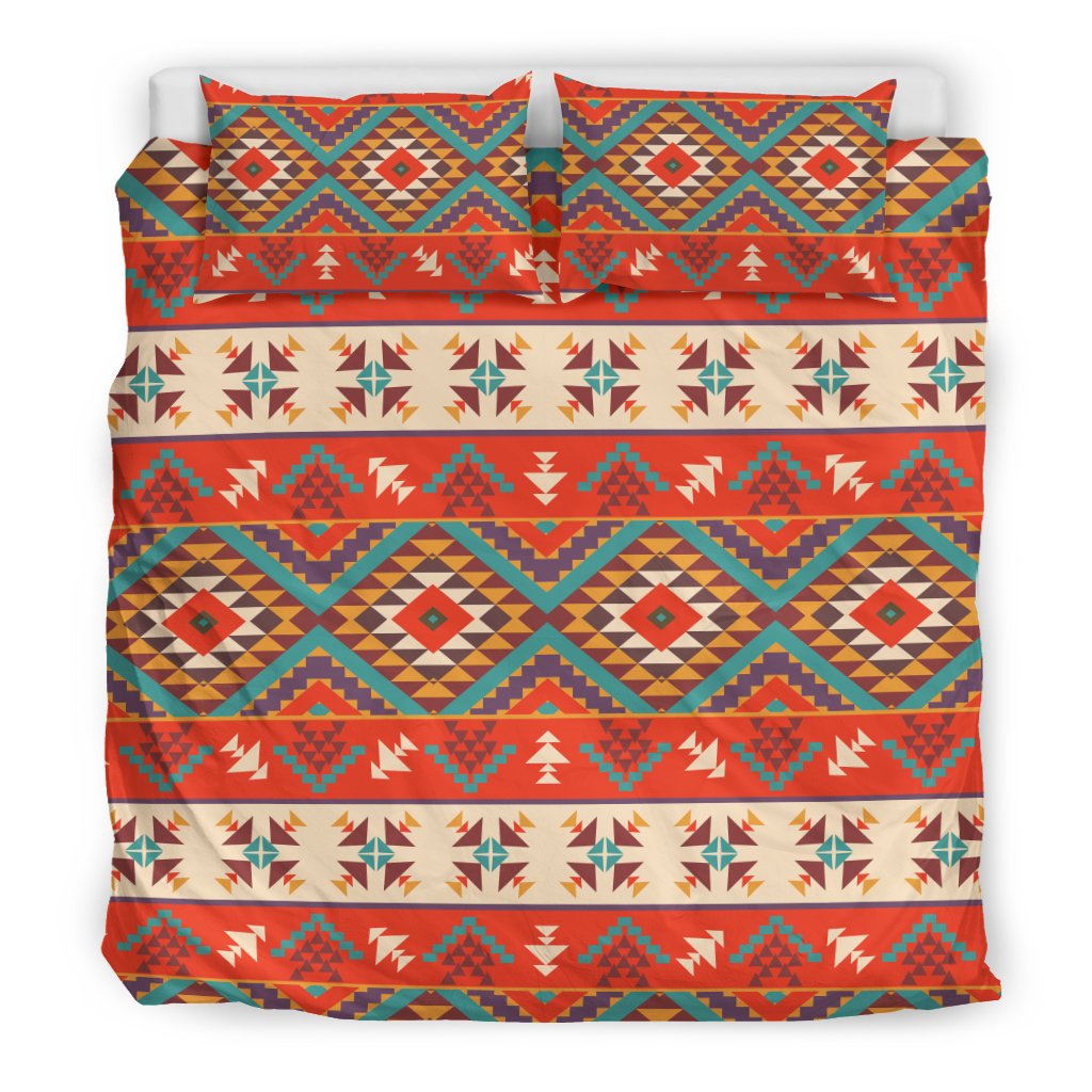 Aztec Red Print Pattern Duvet Cover Bedding Set