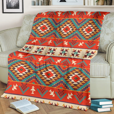 Aztec Red Print Pattern Fleece Blanket